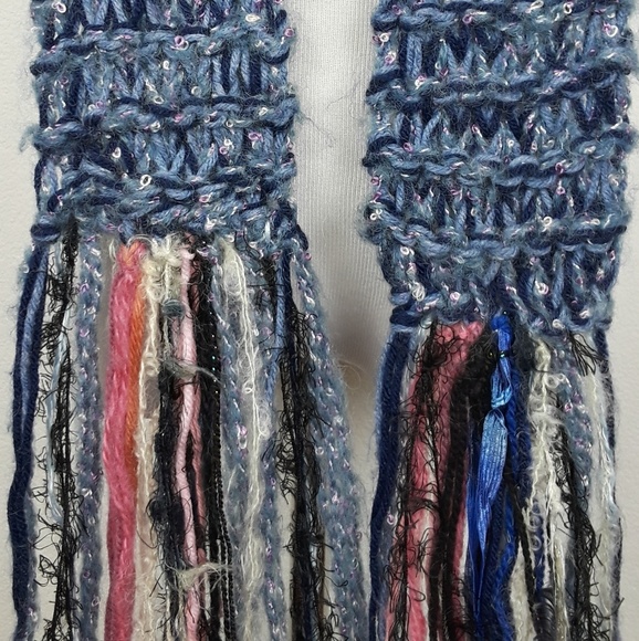 Handmade Multicolor Knitted Wrap Scarf - Picture 5 of 5